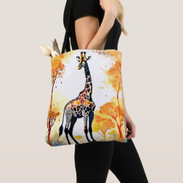 Bolsa Tote Giraffe Savannah Art