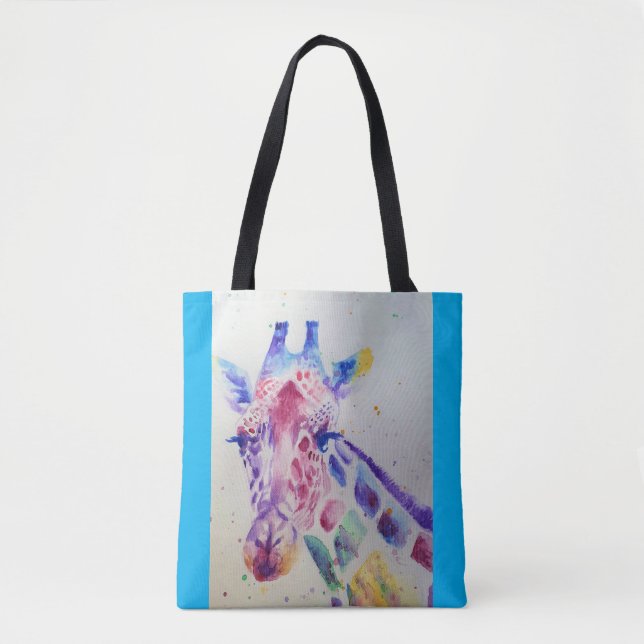 Bolsa Tote Giraffe Watercolor Painting Amantes de os animais  (Frente)