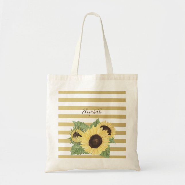 Bolsa Tote Girasol Vintage em Listras (Frente)