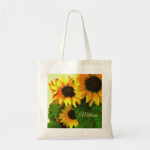 Bolsa Tote Girassóis amarelos brilhantes coloridos