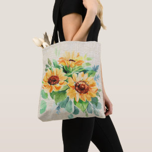 Bolsa Tote Girassóis aquarela