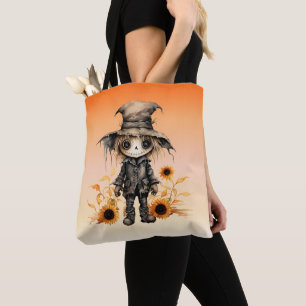 Bolsa Tote Girassóis de Sol Criança Fantasma Laranja Ombre Ha