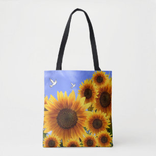Bolsa Tote girassóis de toalha