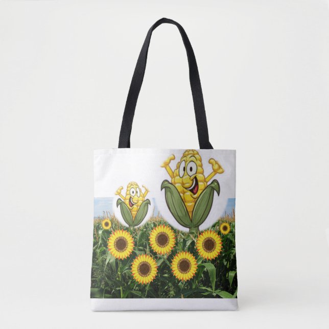 Bolsa Tote girassóis de toalha (Frente)