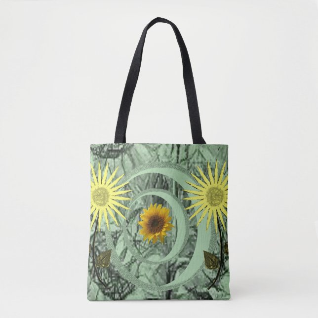 Bolsa Tote girassóis de toalha (Frente)