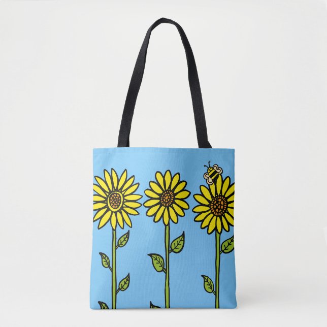 Bolsa Tote Girassóis e Abelha (Frente)