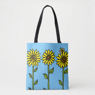 Bolsa Tote Girassóis e abelha-lombo