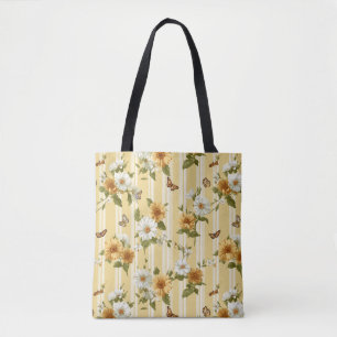 Bolsa Tote Girassóis e borboletas em tiras amarelas (3)