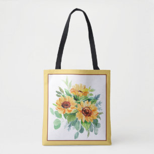 Bolsa Tote Girassóis em aquarela