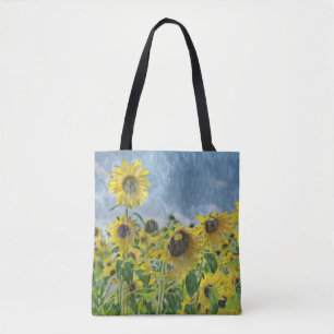 Bolsa Tote girassóis na chuva