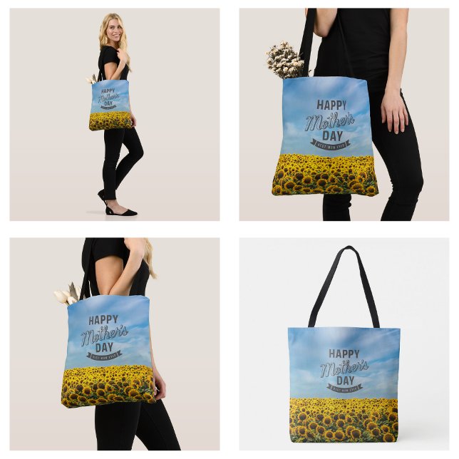Bolsa Tote Girassóis Na moda Elegante Melhor Mãe Alguma Vez F (Sunflowers Stylish Elegant Best Mom Ever Floral Tote Bags)