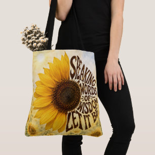 Bolsa Tote Girassol Amarelo com Citação Inspiradora