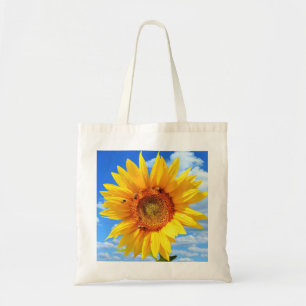Bolsa Tote Girassol Amarelo e Abelhas no Céu Azul - Dia do V