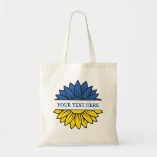 Bolsa Tote Girassol azul/amarelo. Custom Text. Personalizável