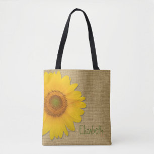 Bolsa Tote Girassol bonito do país no costume de serapilheir