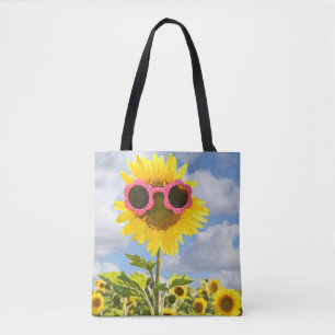 Bolsa Tote girassol com óculos de sol