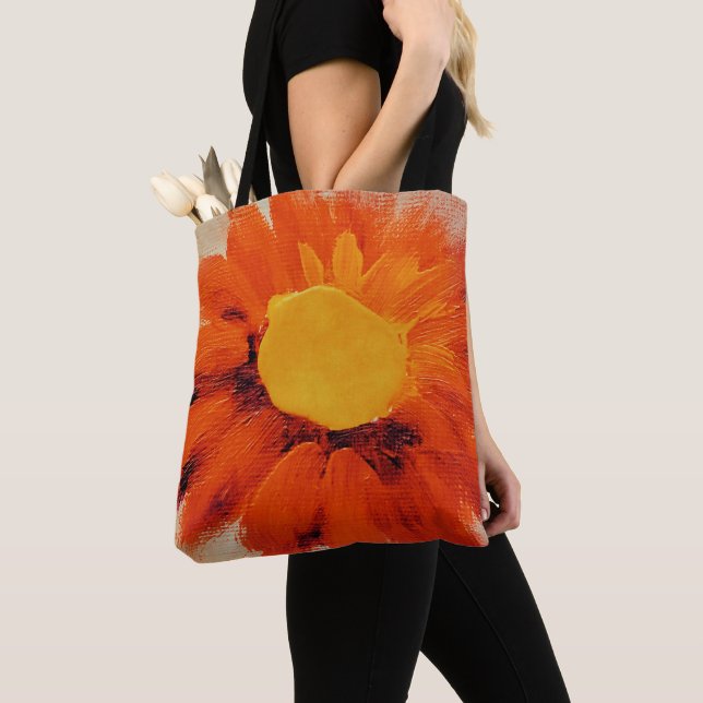 Bolsa Tote Girassol de laranja vibrante (Close Up)