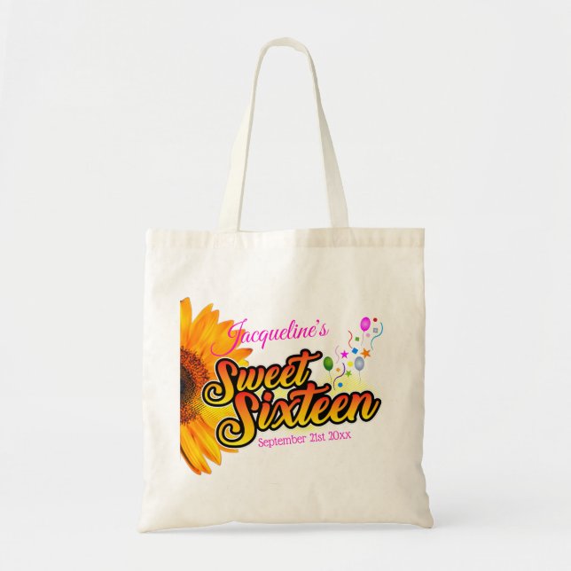 Bolsa Tote Girassol e balões em branco 16 (Frente)