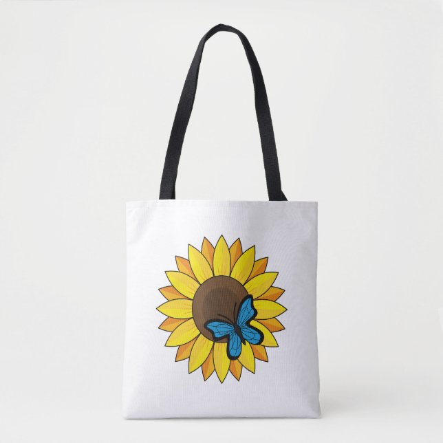 Bolsa Tote Girassol e Borboleta Azul (Frente)
