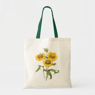Bolsa Tote Girassol floral da flor geral do vintage por