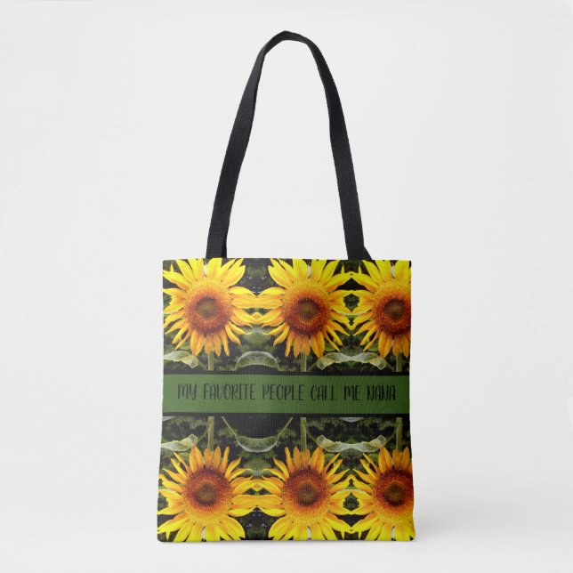 Bolsa Tote Girassol gigante, padrão de flores amarelas (Frente)