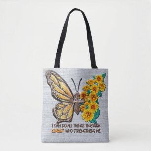 Bolsa Tote Girassol Inspirado/Cruz/Borboleta