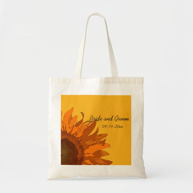 Bolsa Tote Girassol Laranja no Casamento Amarelo (Frente)