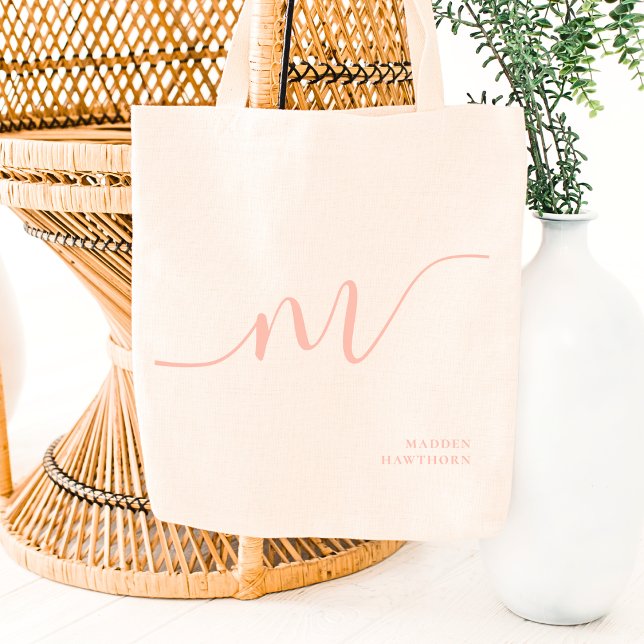 Bolsa Tote Girassol Monograma - Caligrafia Cor-de-rosa (Criador carregado)