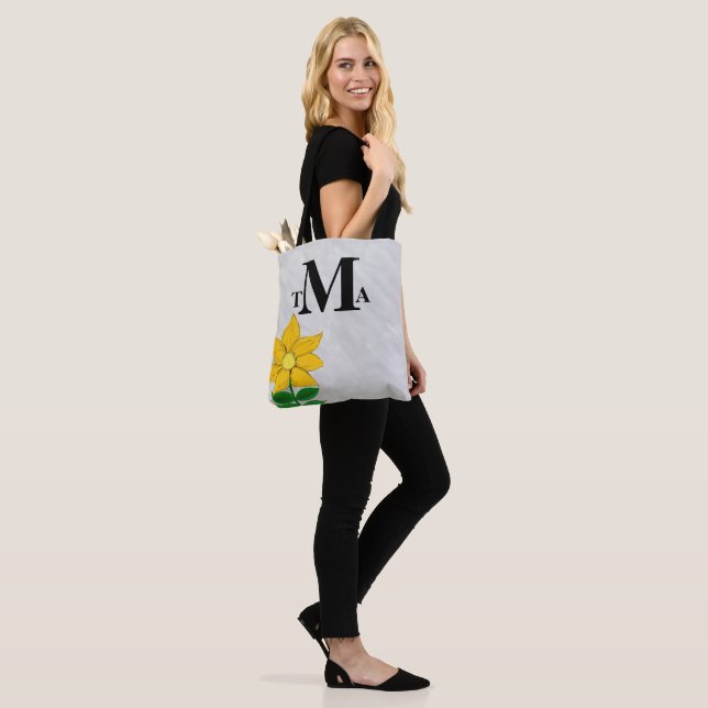 Bolsa Tote Girassol Monograma Carvão Cinza Aquarela  (No(a) Modelo)
