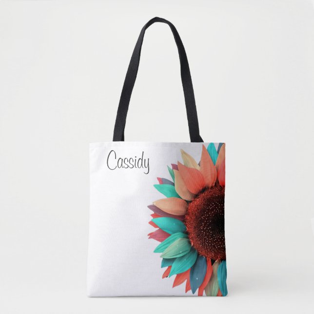 Bolsa Tote Girassol multicolorido personalizado (Frente)