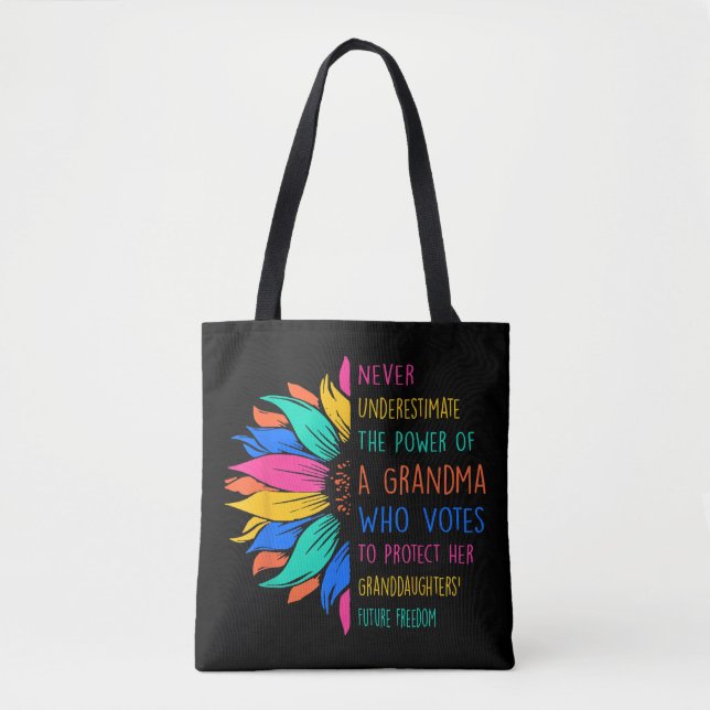 Bolsa Tote Girassol Nunca Subestima O Poder Da Avó (Frente)