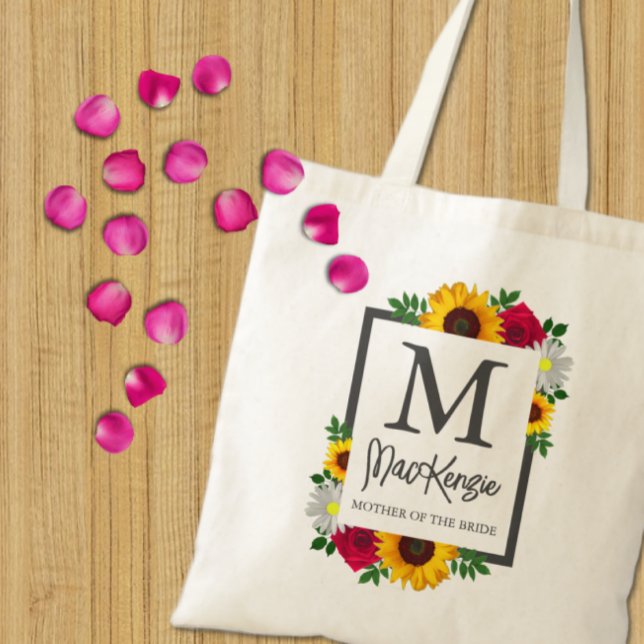 Bolsa Tote Girassol Rosa Margarida Casamento Floral Outono Fe (Criador carregado)