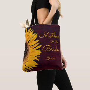 Bolsa Tote Girassol Rústico Borgonha Mãe da Noiva