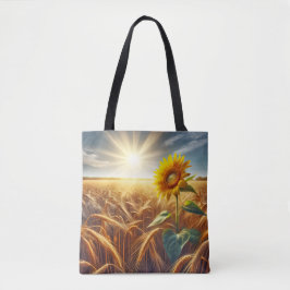 Bolsa Tote Girassol Solitário No Campo Do Trigo