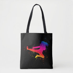Bolsa Tote girl+caças;marcial+artes;tinta+splash;fêmea+luta