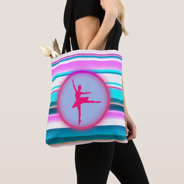 Bolsa Tote Girls Ballerina Dance Stripes (Close Up)