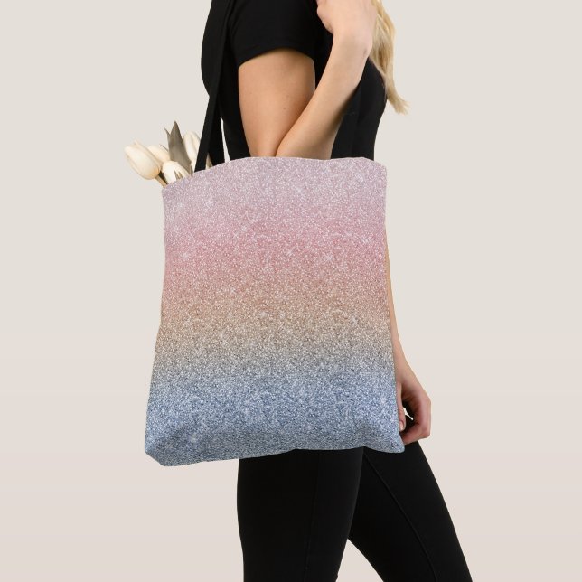 Bolsa Tote Girls Blush Rosa Dourado Blue Ombre Sparkles (Close Up)