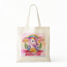 Girls Cute Purple Unicorn Rainbow Nome Personaliza