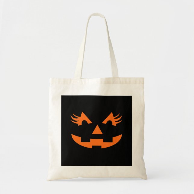 Bolsa Tote Girly Jack O Lantern Halloween (Frente)