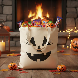 Bolsa Tote Girly Jack-O-Lanterna Pumpkin Face Halloween