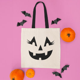 Bolsa Tote Girly Jack O Lanterna Pumpkin Face Halloween