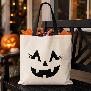 Bolsa Tote Girly Jack O Lanterna Pumpkin Face Halloween