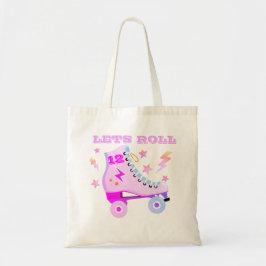 Bolsa Tote Girly Lets Roll Roller Skating Retro Neon Pink