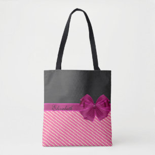 Bolsa Tote Girly Modern Chic Stripes Personalizadas