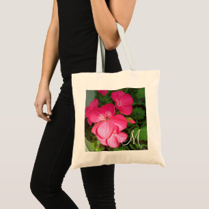 Bolsa Tote Girly Pink Geranium Photo Monograma 