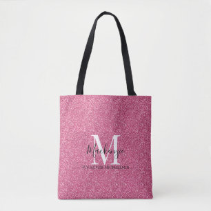 Bolsa Tote Girly Pink Glitter Monographic Name