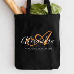 Bolsa Tote Girly Saffron Orange Elegant Nome de Script Monogr<br><div class="desc">Personalize a sua linda trendy preto Grocery Bag! O texto abaixo pode ser personalizado para sua frase preferida ou mesmo para seu nome de cheio; você também pode excluí-lo se preferir. Se precisar de ajuda,  por favor,  avise-nos em belytaliarecipes@gmail.com,  e ficaremos felizes em ajudá-lo. © Belytalia 2022</div>