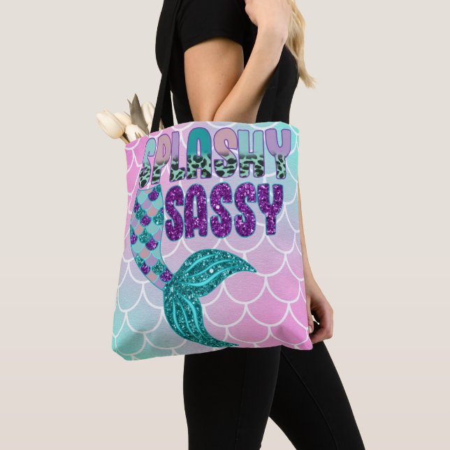 Bolsa Tote Girly Splashy Sassy Pink Roxo - Púrpura - Cauda da (Close Up)