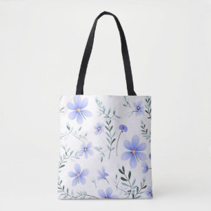 Bolsa Tote Giro de flores silvestres azuis empoeiradas Elegan