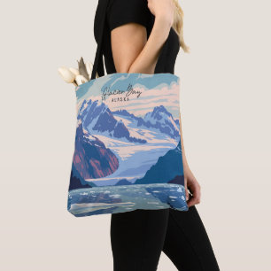 Bolsa Tote Glacier Bay Alaska Vintage Art Viagem Illustração